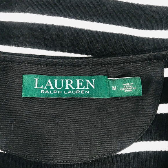 LRL Ralph Lauren Top Womens Medium Black White - Picture 6 of 8